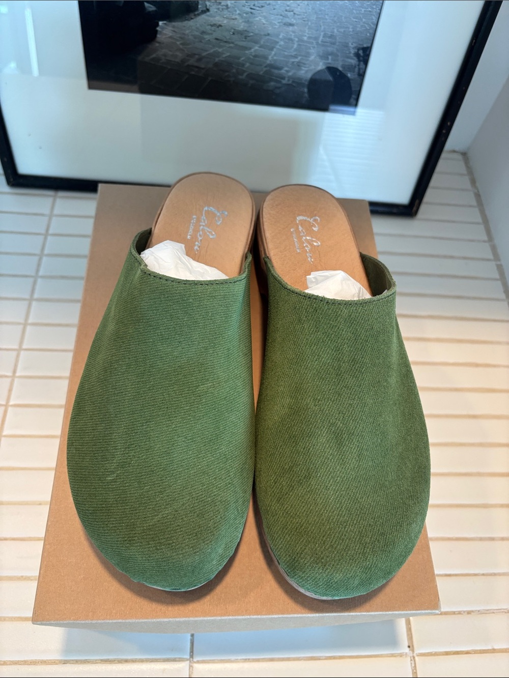 Calou Stockholm NIB Green Helena Slip-On Mules 40